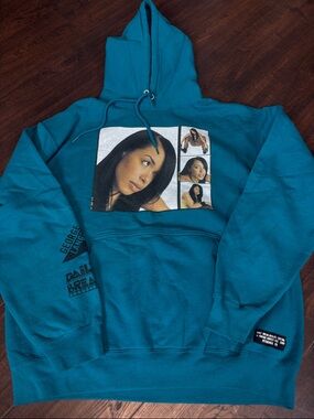 DAILY BREAD unisex LG Teal Graphic Hoodie Sweater with Ashanti Print mac miller